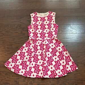 Diane Von Furstenberg Jeanne Fit and Flare Dress Pink White Floral Cotton Size 4